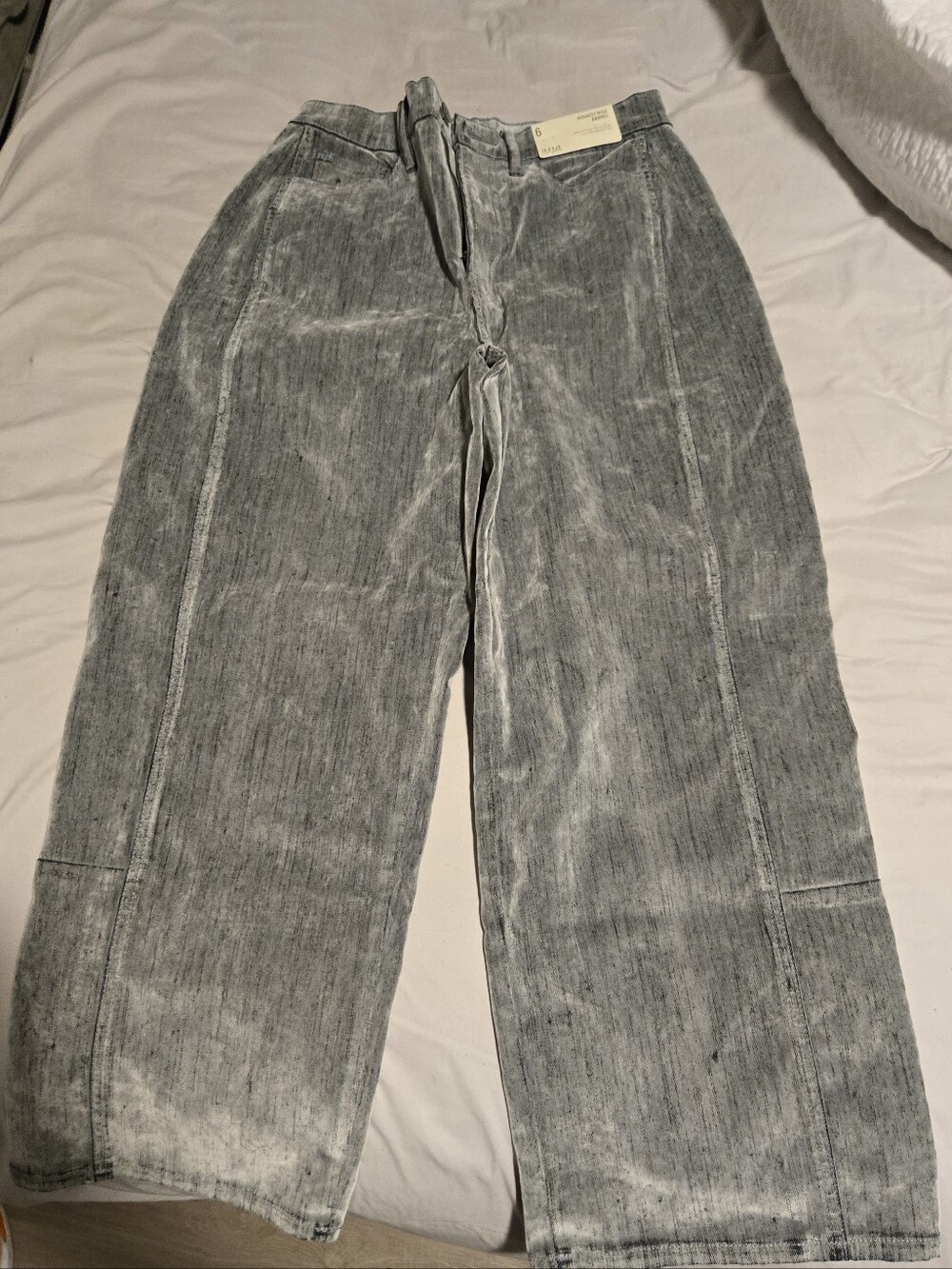 A.N.A Highest Rise Barrel Jeans Womens Size 6 Stone Grey Flocked NWT